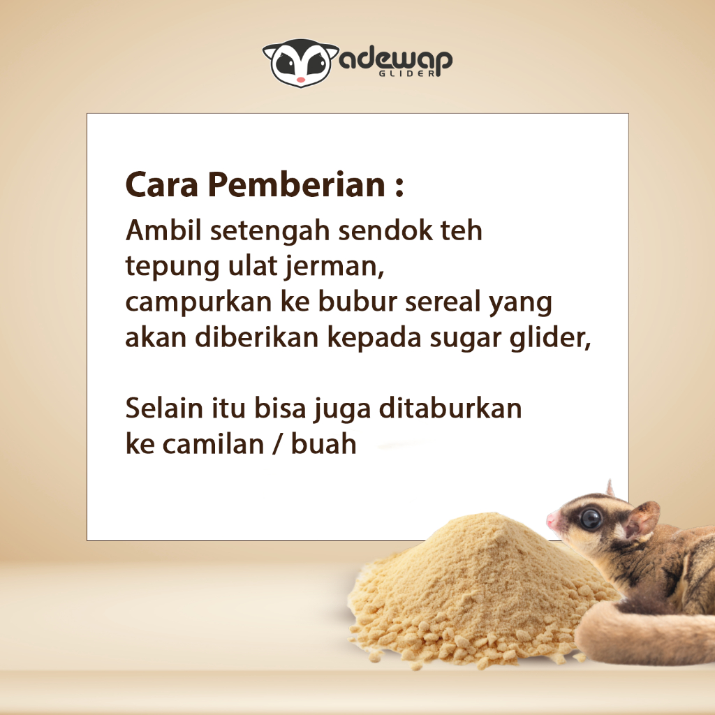 ADEWAP GLIDER Superworm Powder Suplemen Protein Tepung Ulat Jerman High Protein Sugar Glider