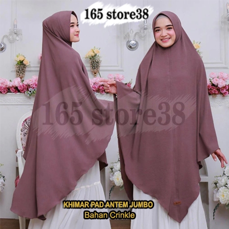 Hijab/Jilbab/Khimar Pad Antem Jumbo Crinkle Syari Bergo Soft Pad Antem Aisyah