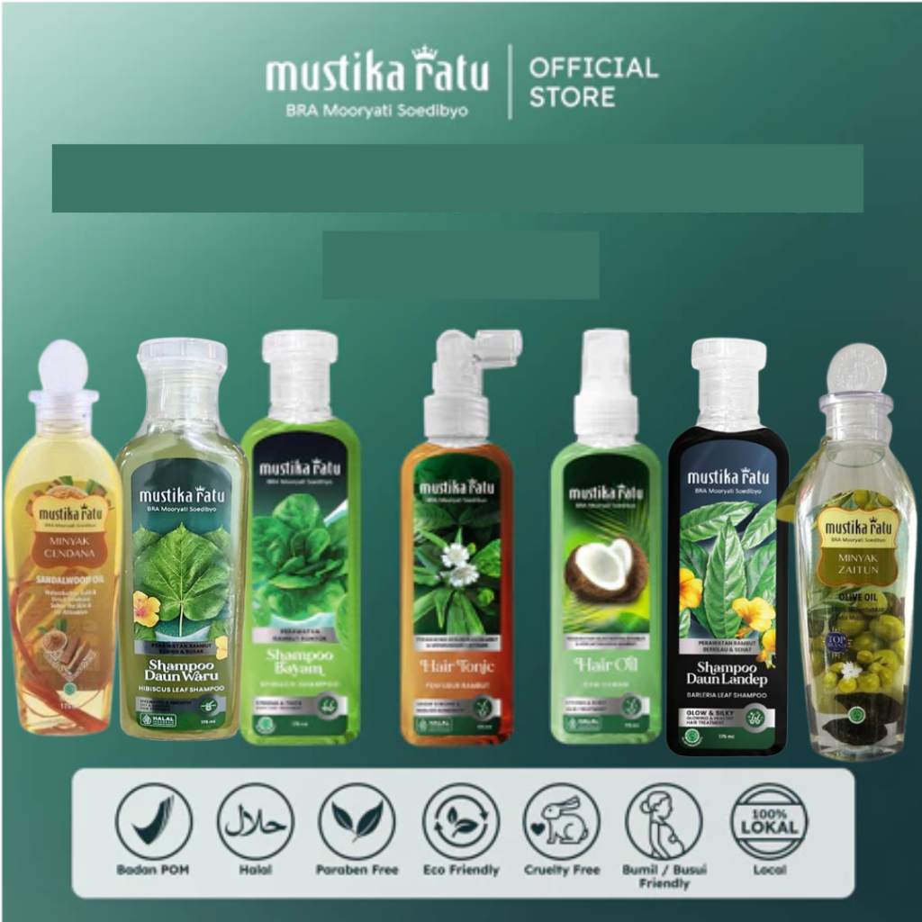 Mustika Ratu Hair Tonic | Minyak Zaitun | Oil Cemceman | Shampoo Bayam, Daun Waru, Daun Landep | Min