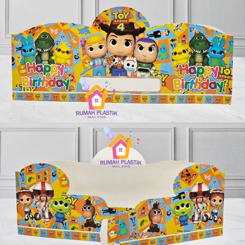 topi mahkota TOY STORY woody buzz lightyear dino happy birthday mainan anak cowok ulang tahun party 
