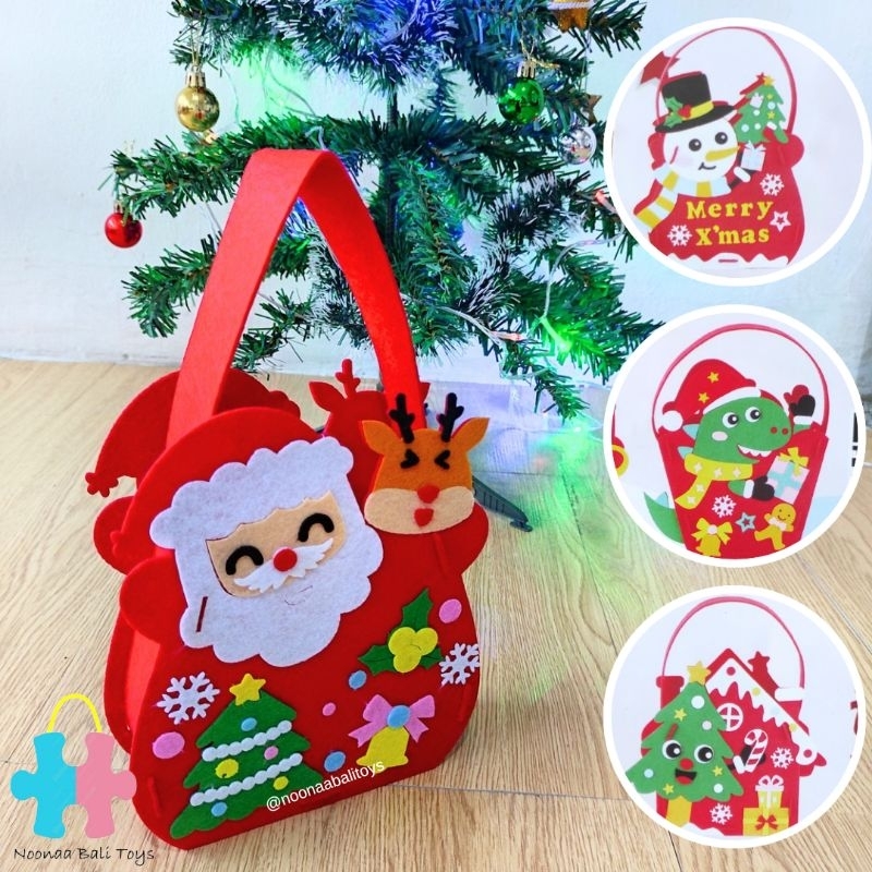 

DIY Christmas Bag Mainan Prakarya Tas Flanel Natal Souvenir Hamper Natal