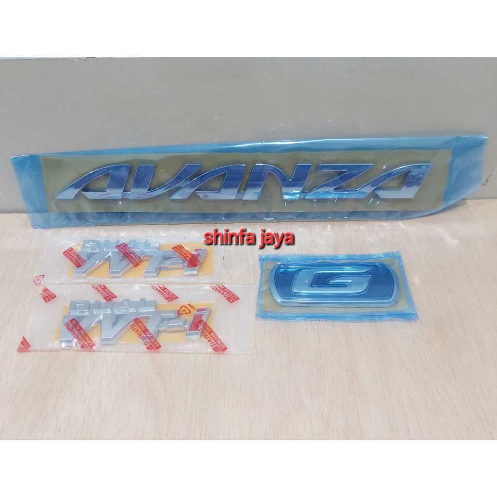 EMBLEM TULISAN SET AVANZA , TYPE G BIRU , DUAL VVT-I  AVANZA 2016-2019 ORIGINAL
