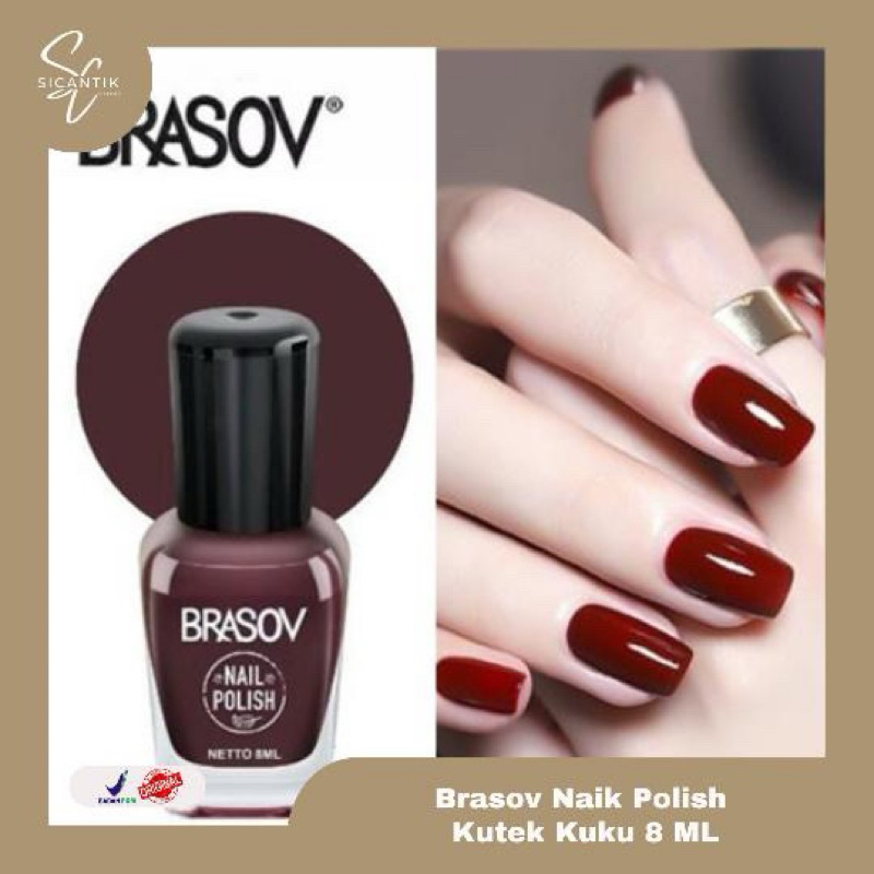KUTEK BRASOV NAIL POLISH WARNA HALAL 8 ML | KUTEK MAROON GELAP TAHAN LAMA CAT KUKU SINGEL COLOR SATU