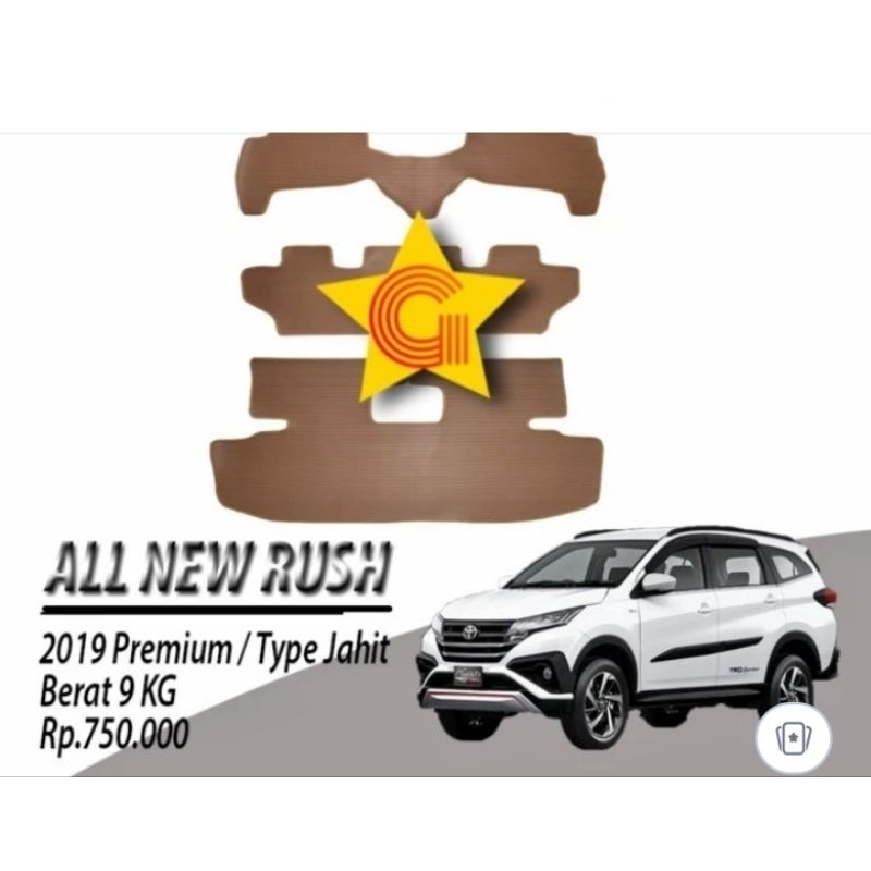 karpet lantai mobil rush /Terios 2019-221premium type Jahit mocca