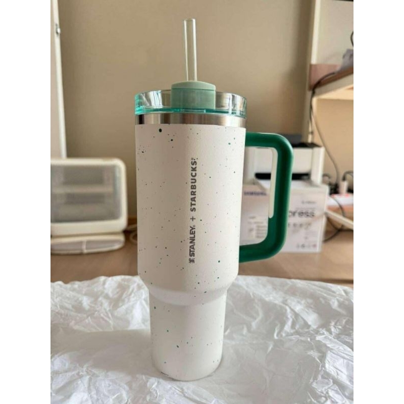 Starbucks Stanley Quencher Green White Marble 40 oz