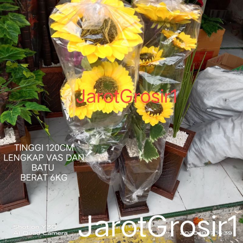 POHON ARTIFICIAL MATAHARI ISI 5 KUNTUM TINGGI 120CM // BUNGA HIAS MATAHARI IMITASI DEKORASI PLASTIK 