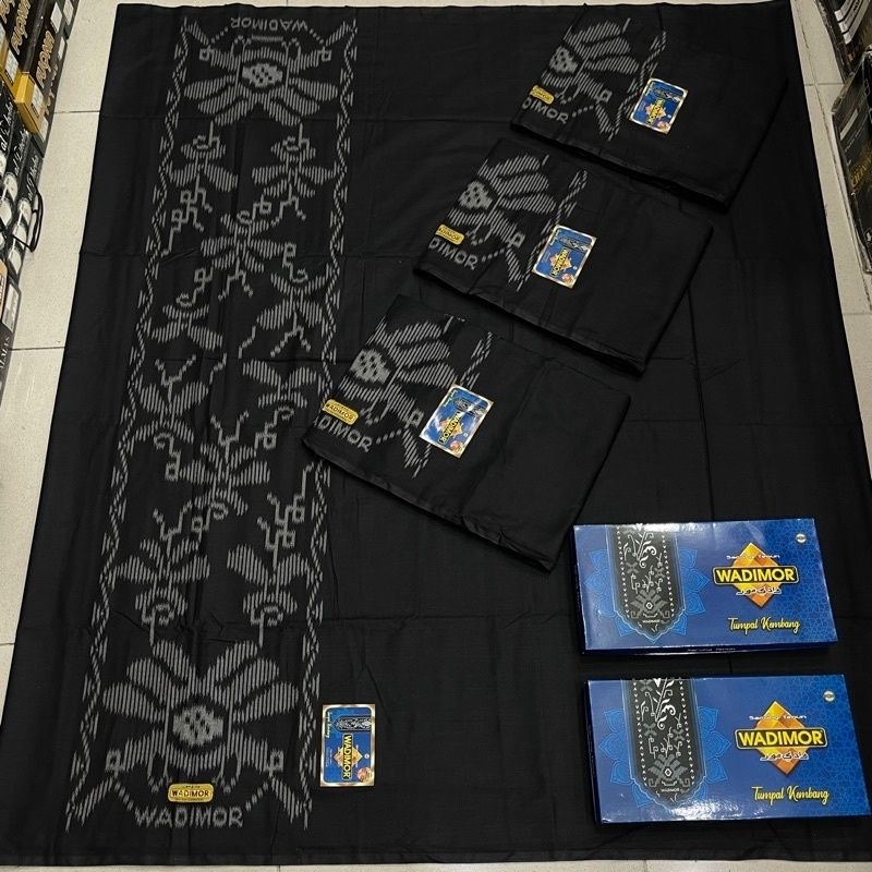 Sarung Wadimor Hitam Polos tumpal kembang Premium Sarung Dewasa Wadimor TUMPAL Kembang