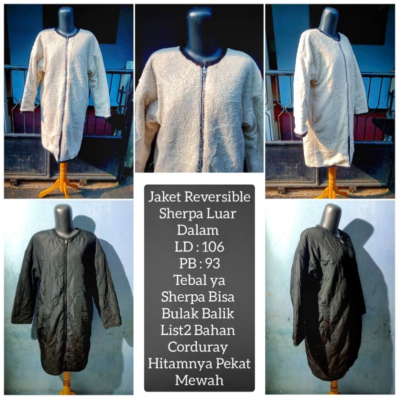 Long Jacket Reversible Sherpa Bolak Balik Preloved