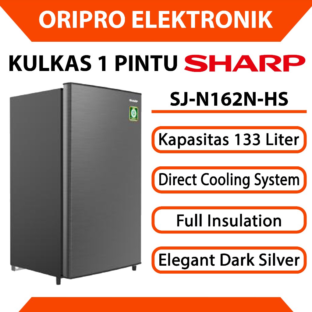 Kulkas 1 Pintu Sharp 133 Liter Dark Silver SJ-N162N-HS