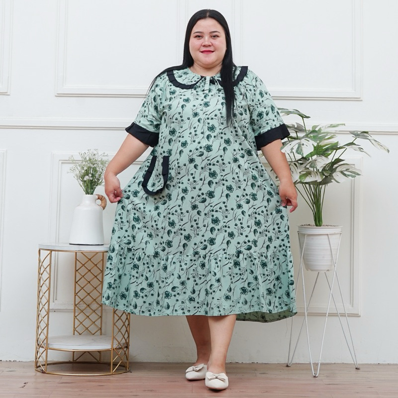 DASTER JUMBO RAYON LD 140 MUAT BB 100KG LENGAN PENDEK MOTIF BUNGA | DASTER RAYON JUMBO LD140 TERBARU