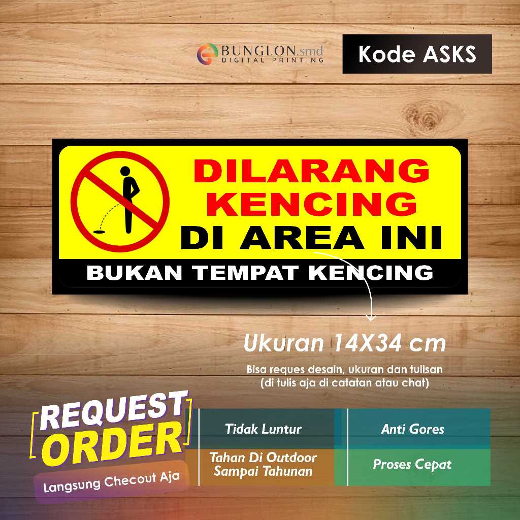 

STIKER DILARANG KENCING DI AREA INI BUKAN TEMPAT KENCING + LAMINASI KODE ASKS KUNING