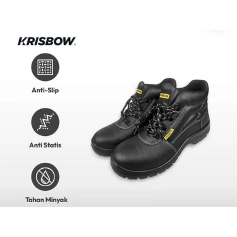 Krisbow Sepatu Pengaman 6 Inci Argon - Hitam/sepatu safety Original 100%
