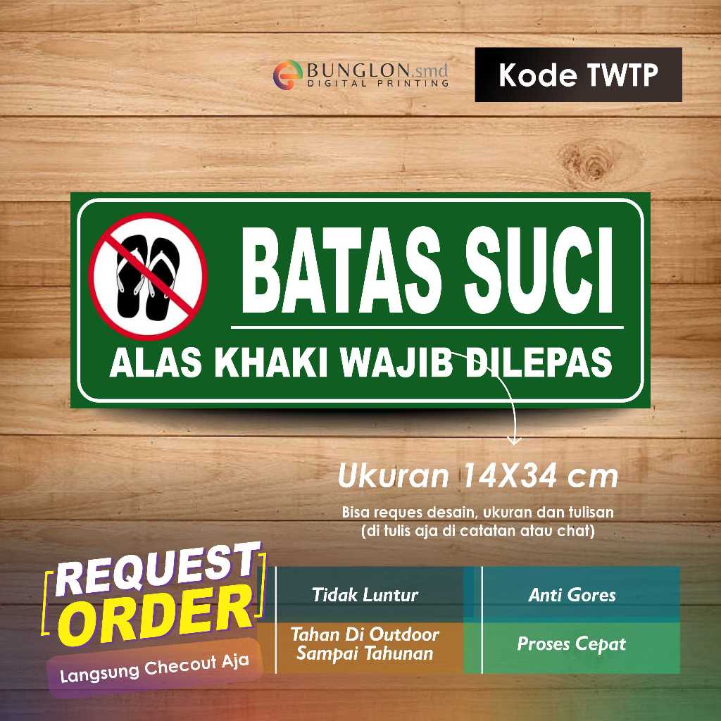 

STIKER BATAS SUCI ALAS KAKI WAJIB DI LEPAS + LAMINASI KODE TWTP HIJAU