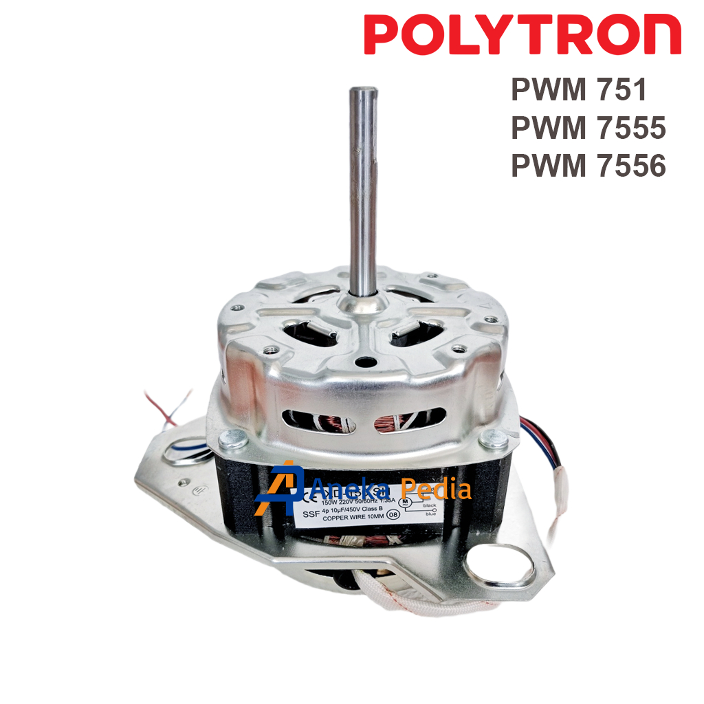 Tk- Dinamo Wash Polytron 7,5 Kg Pwm 751 7555 7556 8057 Motor Pencuci Mesin Cuci 2 Tabung Politron