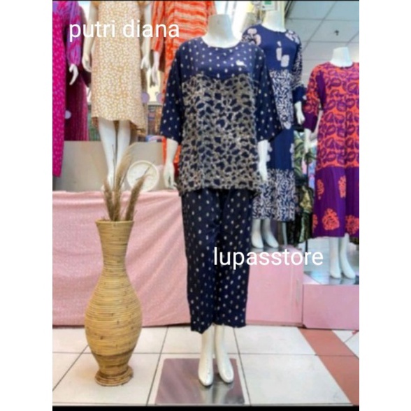 KODE P19E stelan cp jumbo putri diana pekalonganstelan baju tidur batik putri diana jumbostelan cela