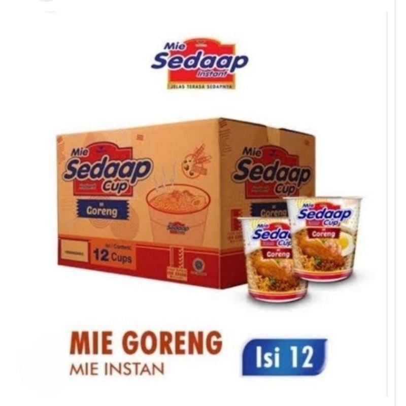

Mie Instan Sedaap Goreng Cup 85 gram 1 Dus isi 12 Pcs
