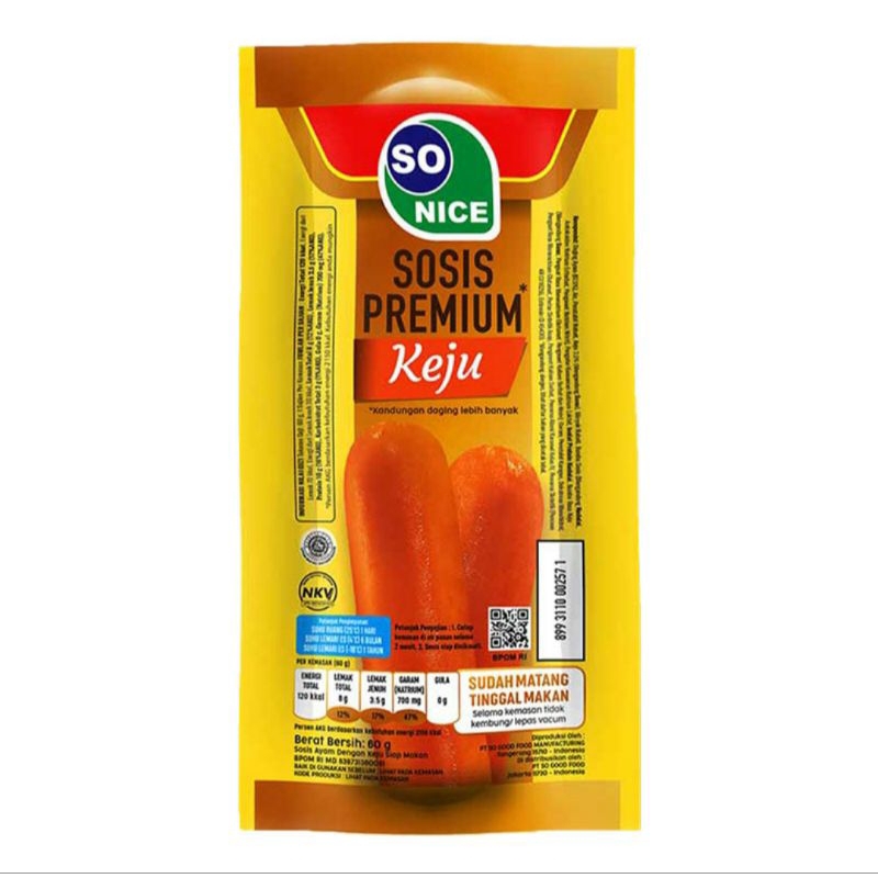 

So Nice Sosis Premium rasa Keju 60gram