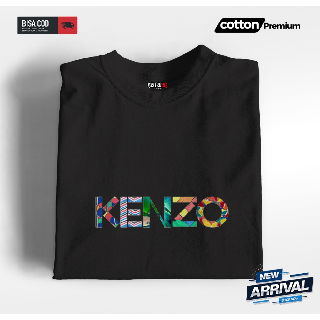 PROMO.. Kaos distro premium KENZO Hitam lengan pendek Pria & Wanita / Tshirt 100% katun premium