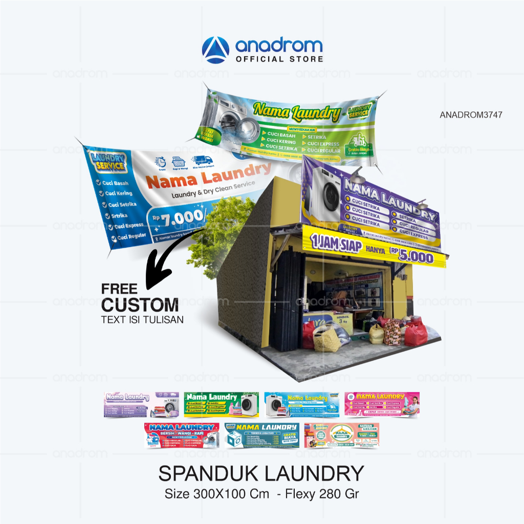 Spanduk Usaha Laundry Pakaian | Banner Laundry Pakaian | Banner Plank Toko Laundry Baju | Spanduk Us