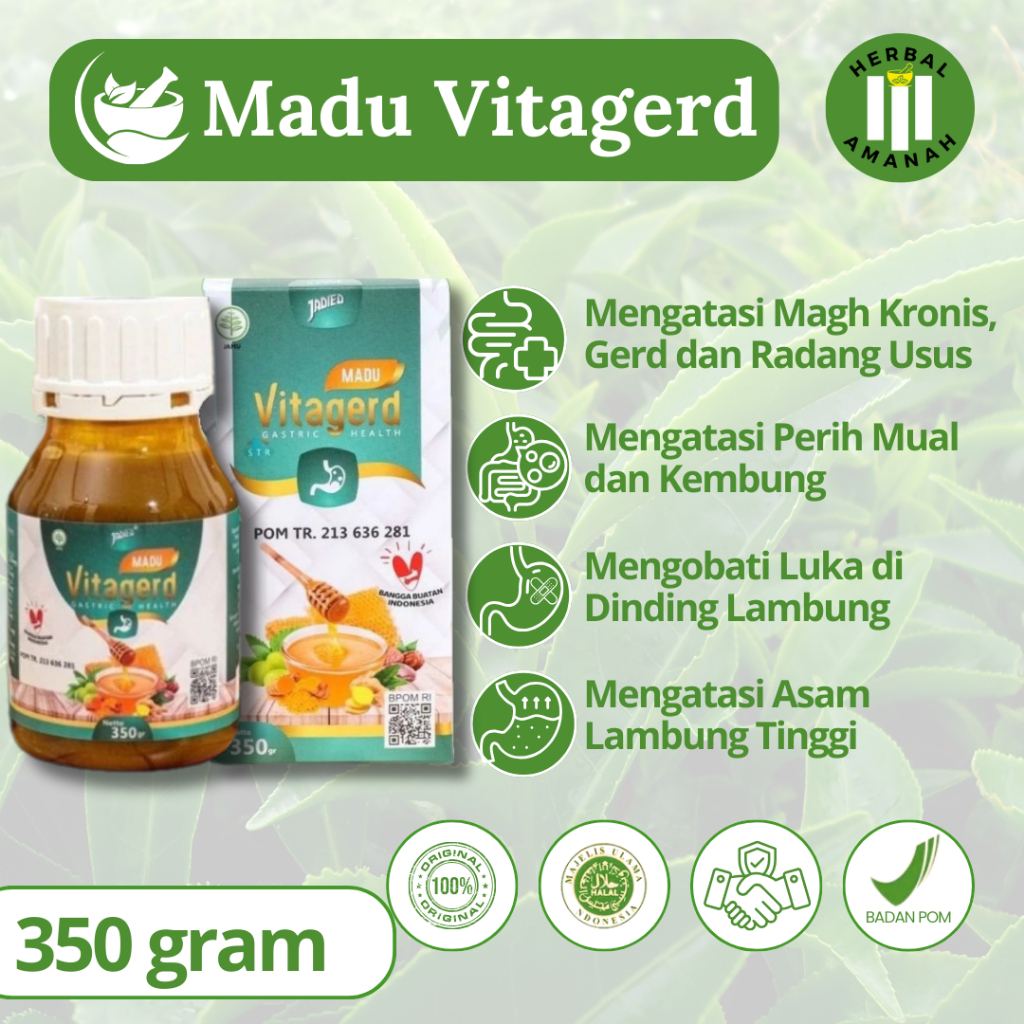 Madu VITAGERD Asli Herbal Obat GERD dan Asam Lambung Original dengan Gejala Susah Tidur Sakit Kepala