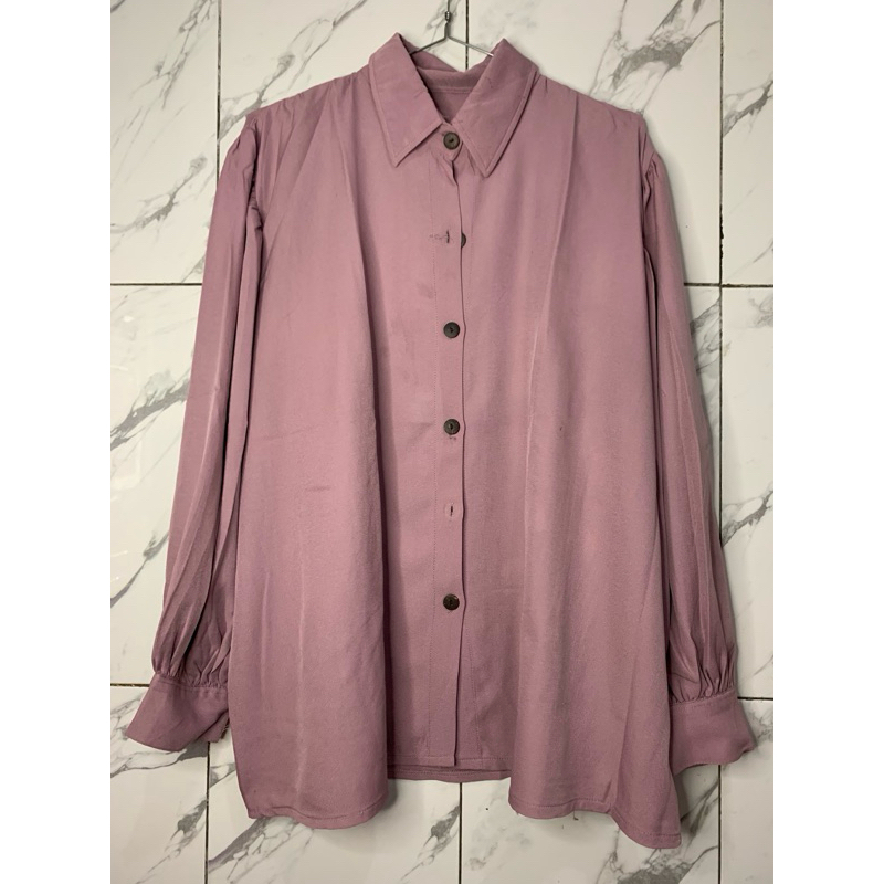 Kemeja Lengan Panjang Ungu Muda