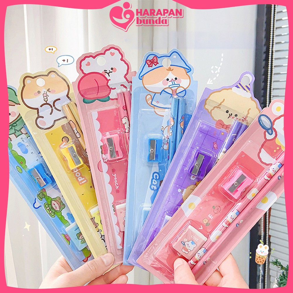 

Set Stationery Sekolah Pensil Set Anak Karakter Kartun Lucu / Alat Tulis Sekolah Anak Penghapus Penggaris Pencil Set Import Harapan Bunda A71