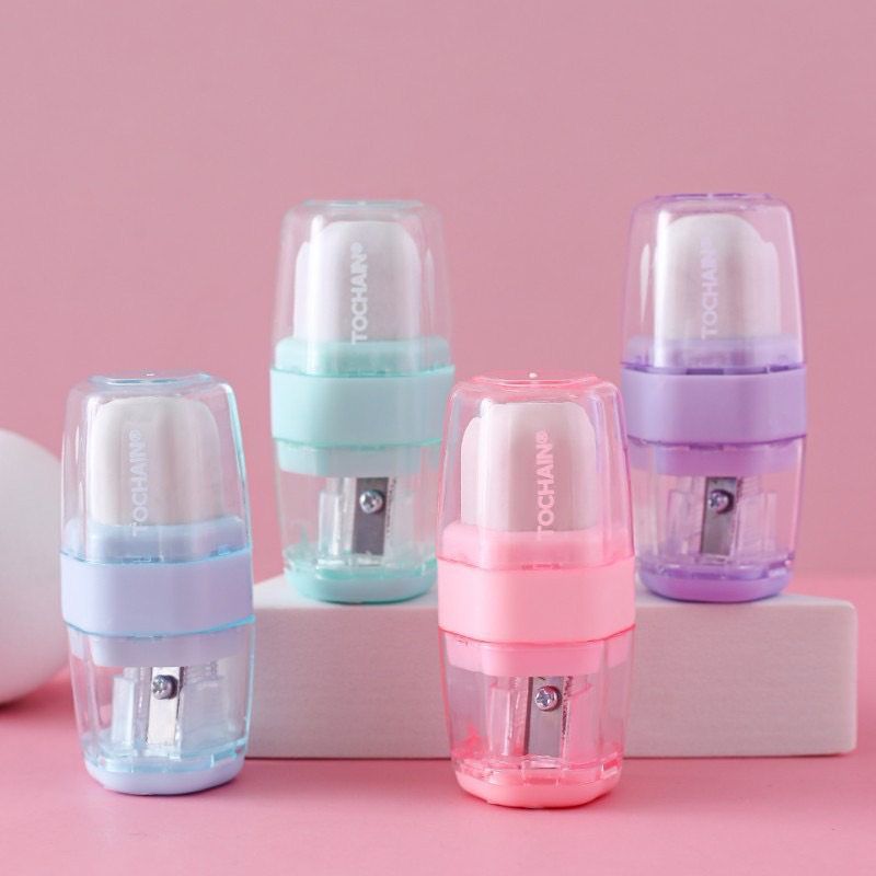 

2in1 Penggerik Serutan Penghapus Pencil Sharpener Eraser Cute Color 1Lubang #t054
