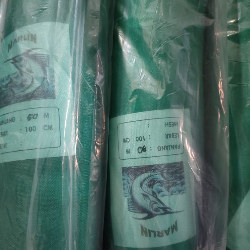 Waring hijau/kasa hijau cap Marlin panjang 50 meter lebar 1 meter (sambungan 1)