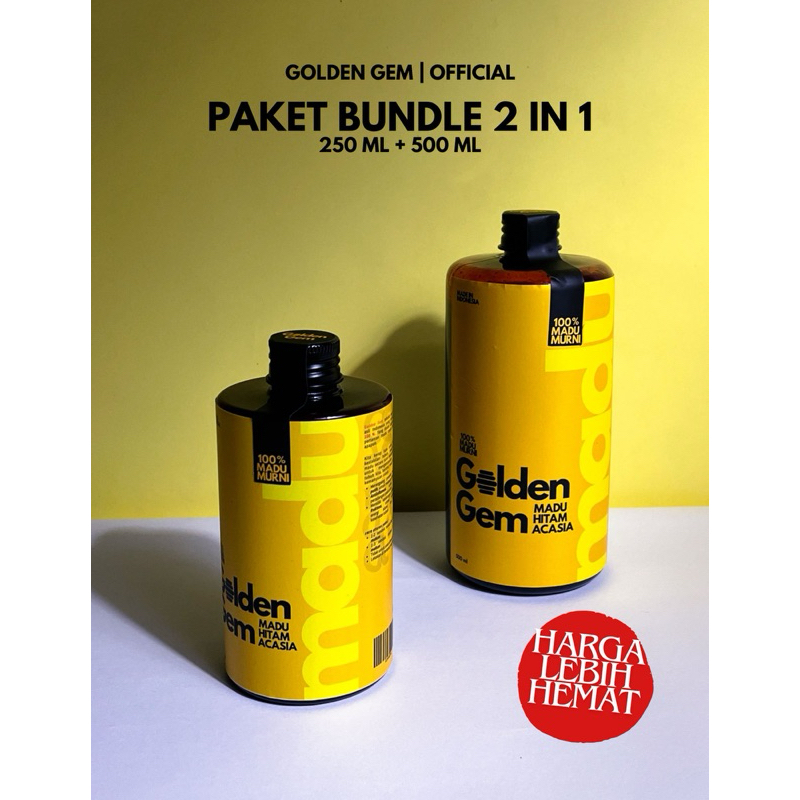 

Paket Bundle Madu Hitam Akasia Golden Gem 250 ml + 500 ml