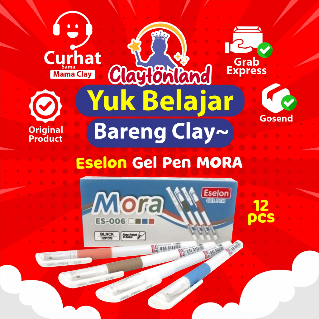

Eselon Mora Gelpen ES-006 Hitam 12 Pcs/ 1pak Pulpen Gel 0,5mm