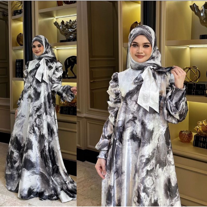 SHELLASAUKIA SHOP ORI DRESS ABSTARK SHELLASAUKIASHOP ORIGINAL BY SHELLASAUKIA SET HIJAB ABSTARK SHEL