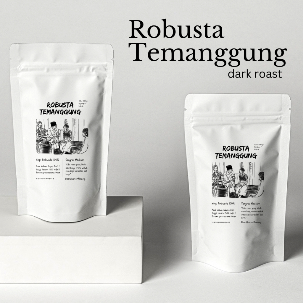 

Kopi Bubuk Robusta Temanggung Sangsai Gelap 100gr