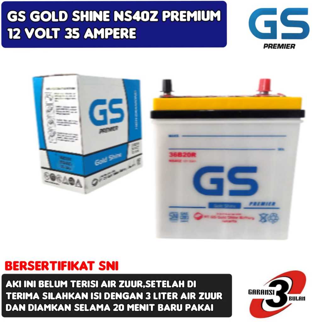 Aki Mobil Avanza/Rush/Espass/Terios/Xenia/Katana/Carry GS Gold Shine Premium NS40Z 35 Ampere