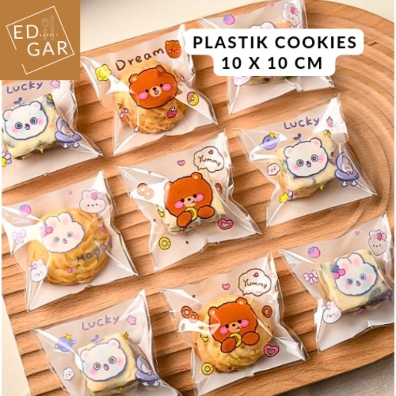 

isi 25 pcs - plastik cookies kue roti / plastik OPP perekat