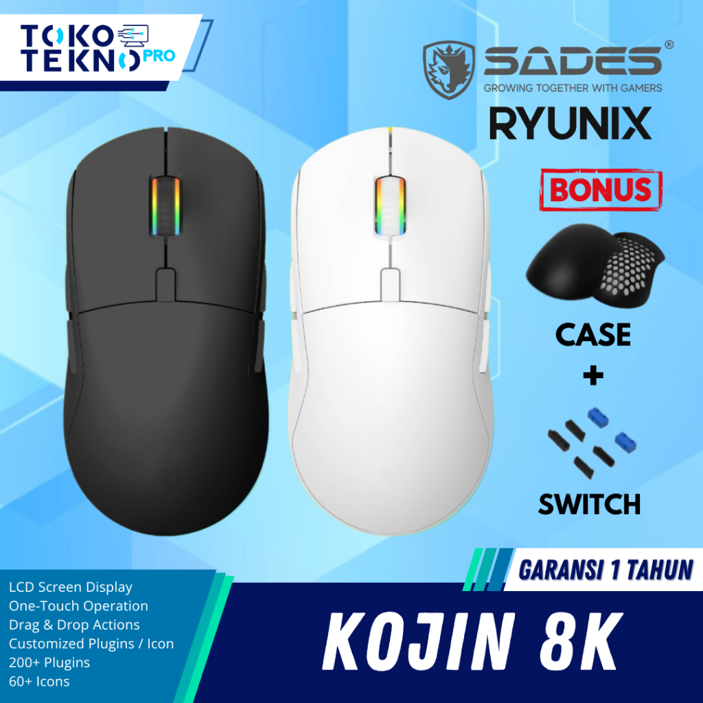 Sades Ryunix Kojin MX10 / MX-10 Gaming Mouse Swappable Switch Hotswap With 8K Polling Rate