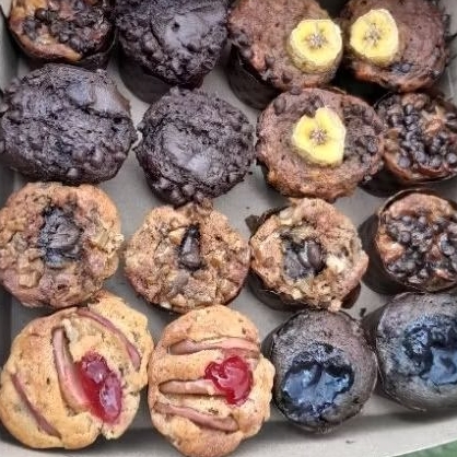 

Muffin Buah (Nanas, Nangka, Pisang, Salak, Apel, Anggur, dan coklat)