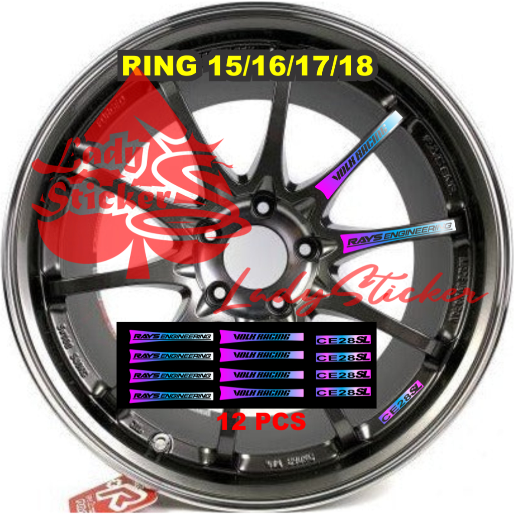 STICKER VELK CE28 STICKER STIKER VELK MOBIL VOLK RACING RAYS ENGINEERING CE28 12PCS WARNA HOLOGRAM