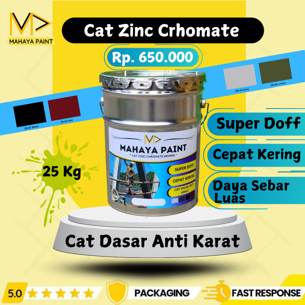 Cat Zincrhomate Anti Karat 25Kg Mahaya Paint Cat Dasar Besi