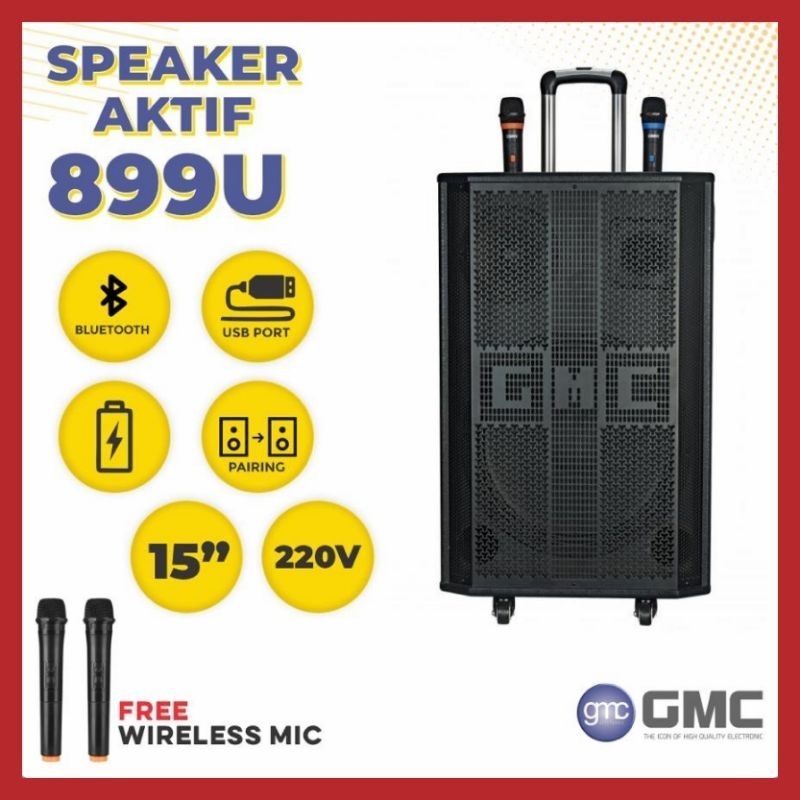 SPEAKER GMC 899U | 15 INCH | 2 MIC WIRELESS