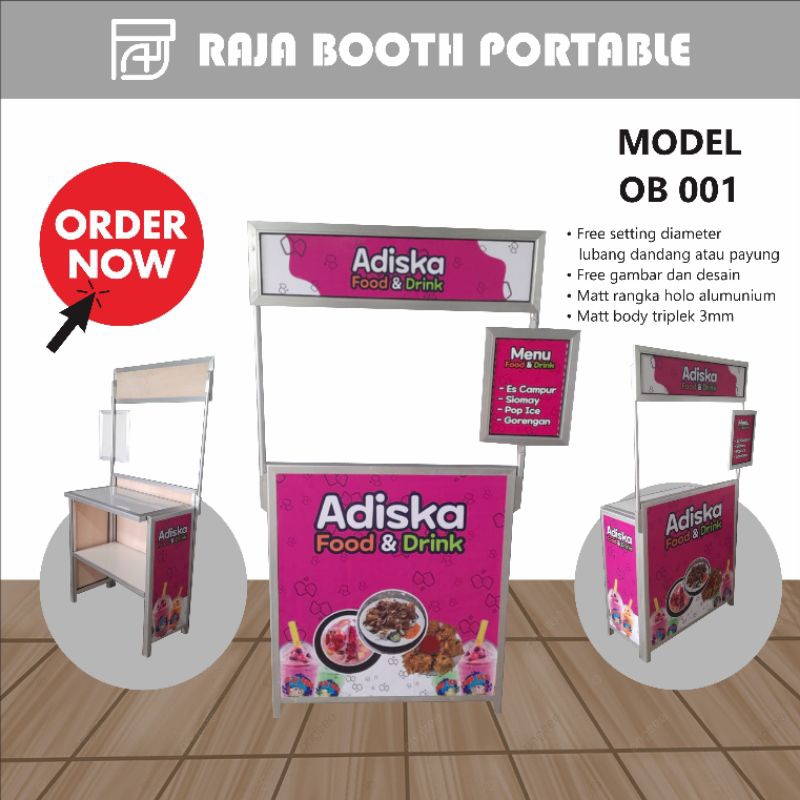 Booth Portable Meja Lipat Jualan Gerobak Model 01 RBP Ukuran 60, 80, 100, 120 Event Desk Aluminium H