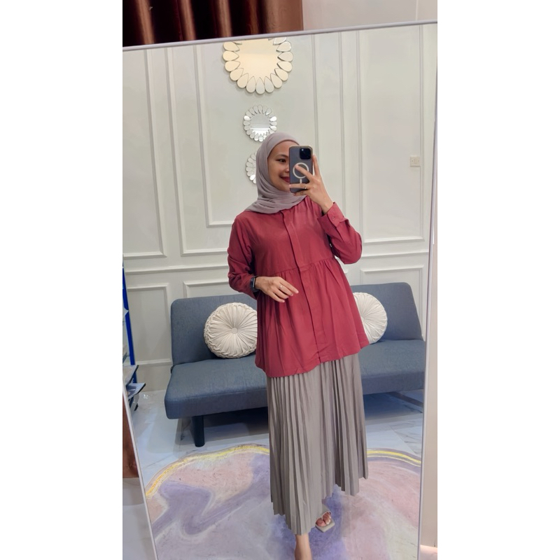 Atasan Rayon twill premium - Blus lengan panjang