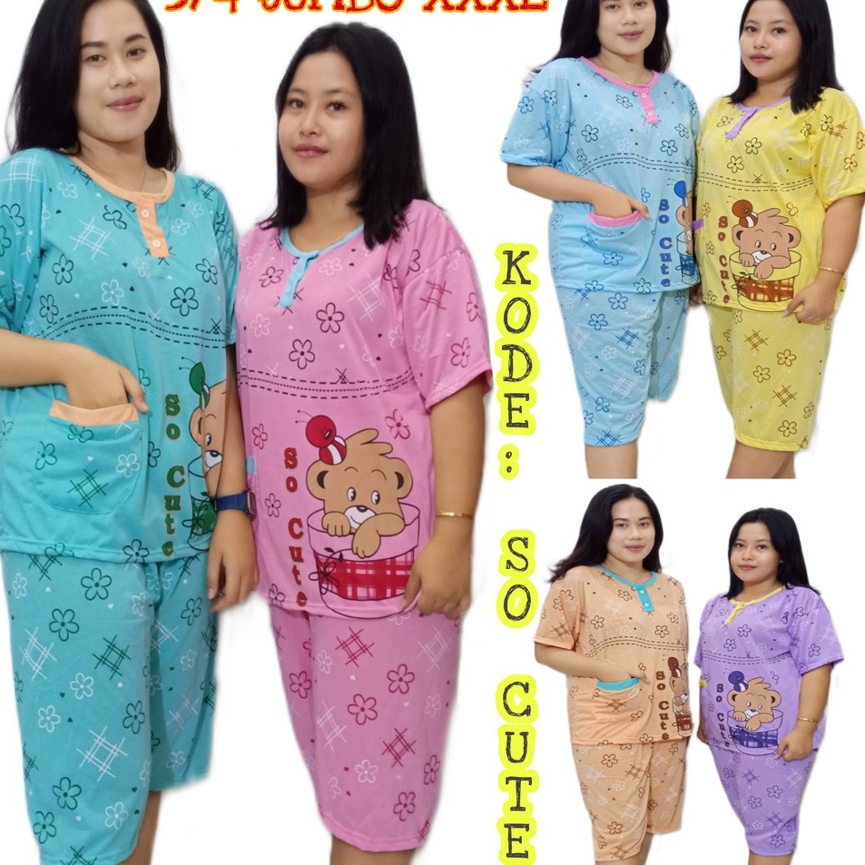 Murah Meriah  baju tidur wanita dewasa babydoll 34 Jumbo NB Bahan kaos muda SO CUTE BB MAX 85KG