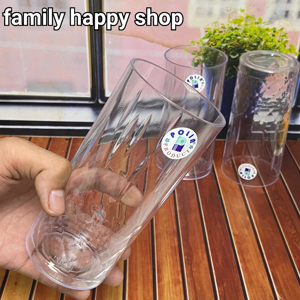 1Lusin/6 Pcs Gelas Plastik Bening 450ml,Gelas Plastik Bening,Gelas Plastik,Gelas Plastik Tapa Gagang
