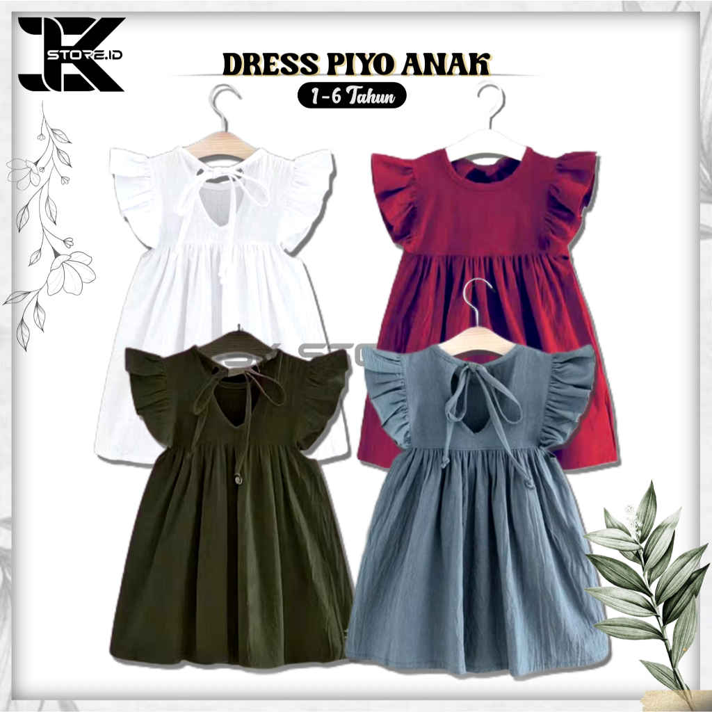 Dress PIYO Anak Perempuan 1-6 Tahun - Baju Anak Perempuan Bahan Katun Cringkle