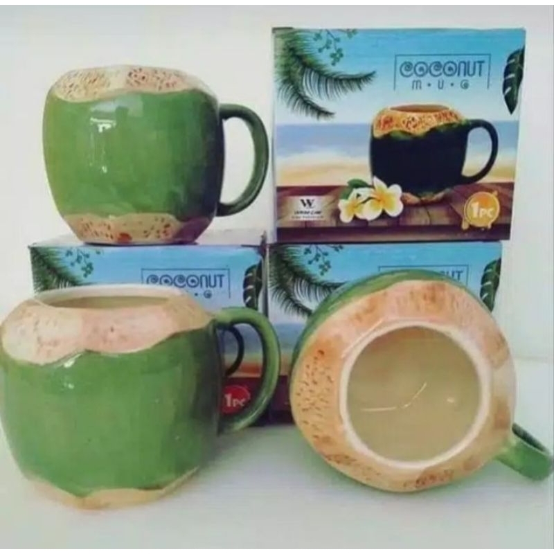 [COD] Mug Cangkir Gelas Unik / Mog Motif Kelapa / Mug 3D