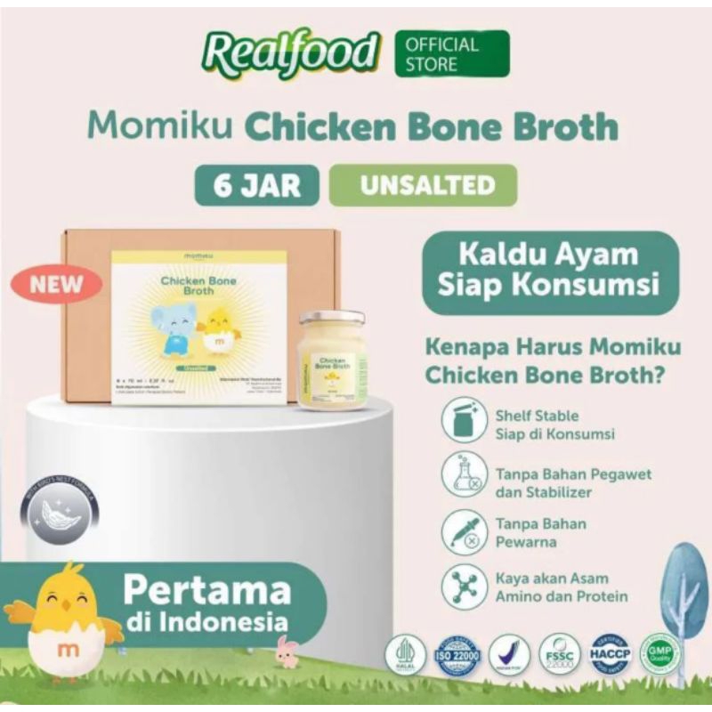 

Realfood momiku chicken bone broth unsalted 1 box 6 jar