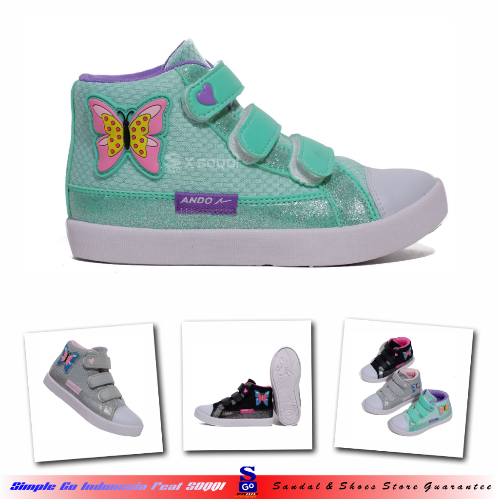 Ando Taurins sepatu boot anak perempuan tk sd perekat sneakers anak cewek velcro original Ando 29-32