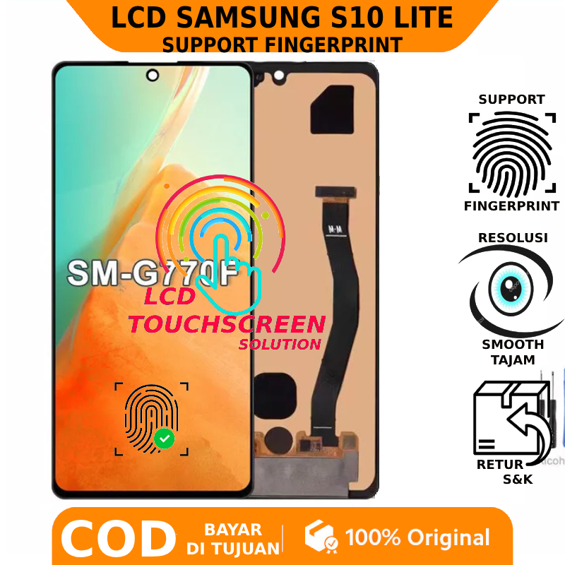 LCD TOUCHSCREEN SAMSUNG S10 LITE ORIGINAL SUPPORT FINGERPRINT GARANSI FREE LEM
