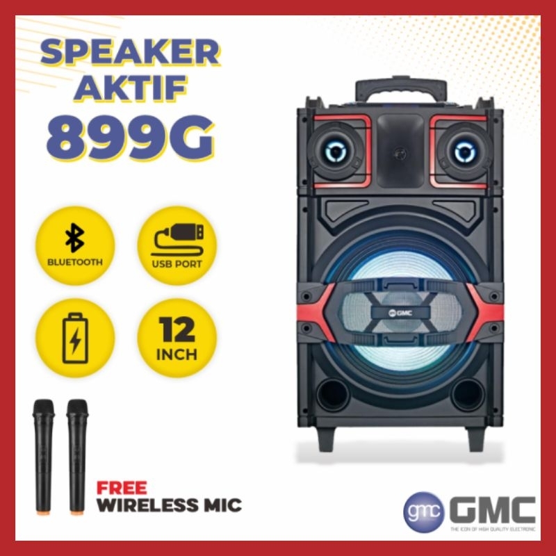 SPEAKER GMC 899G | 12 INCH | 2 MIC WIRELESS