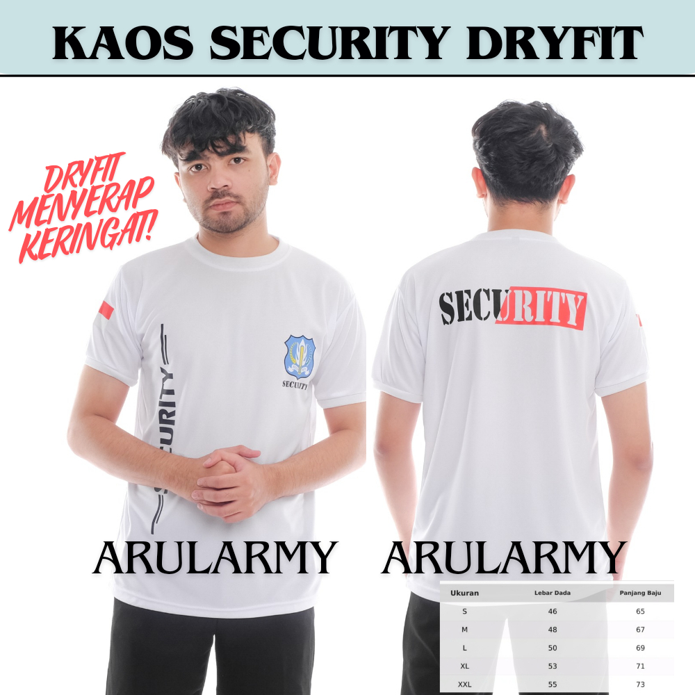 BAJU KAOS SECURITY SATPAM PUTIH HITAM UNISEX DRYFIT KAOS JERSEY DALAMAN SATPAM SERAGAM SATPAM CREAM